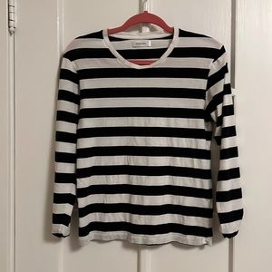 Black and white striped Anine Bing long sleeved shirt